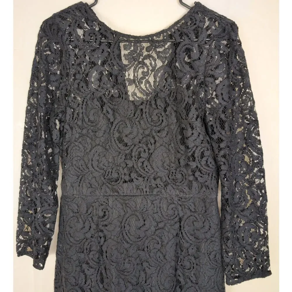 J.Crew Selina black sheer lace maxi dress Size 6 Whimsigoth Coquette Romantic
